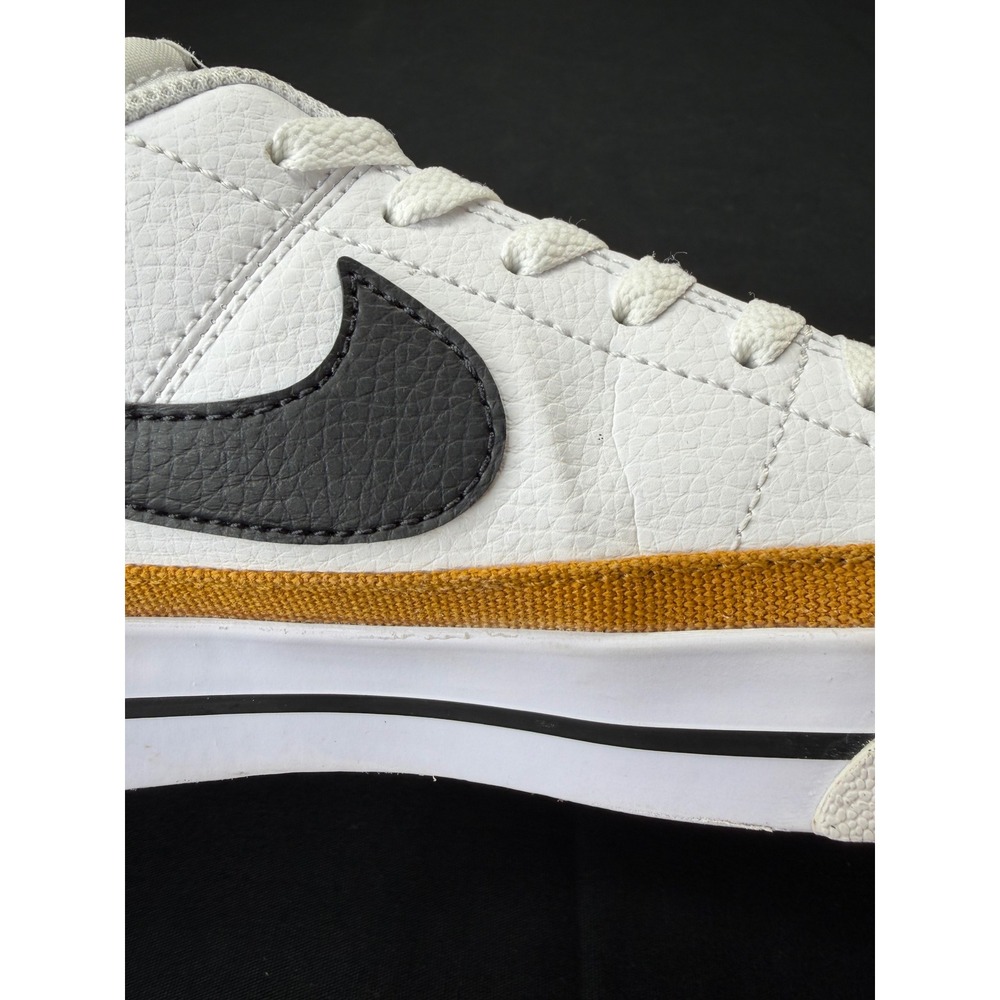 Nike Court Legacy Low White Black Mustard Yellow Canvas Trim Sneakers DH3161-100 - Picture 13 of 16